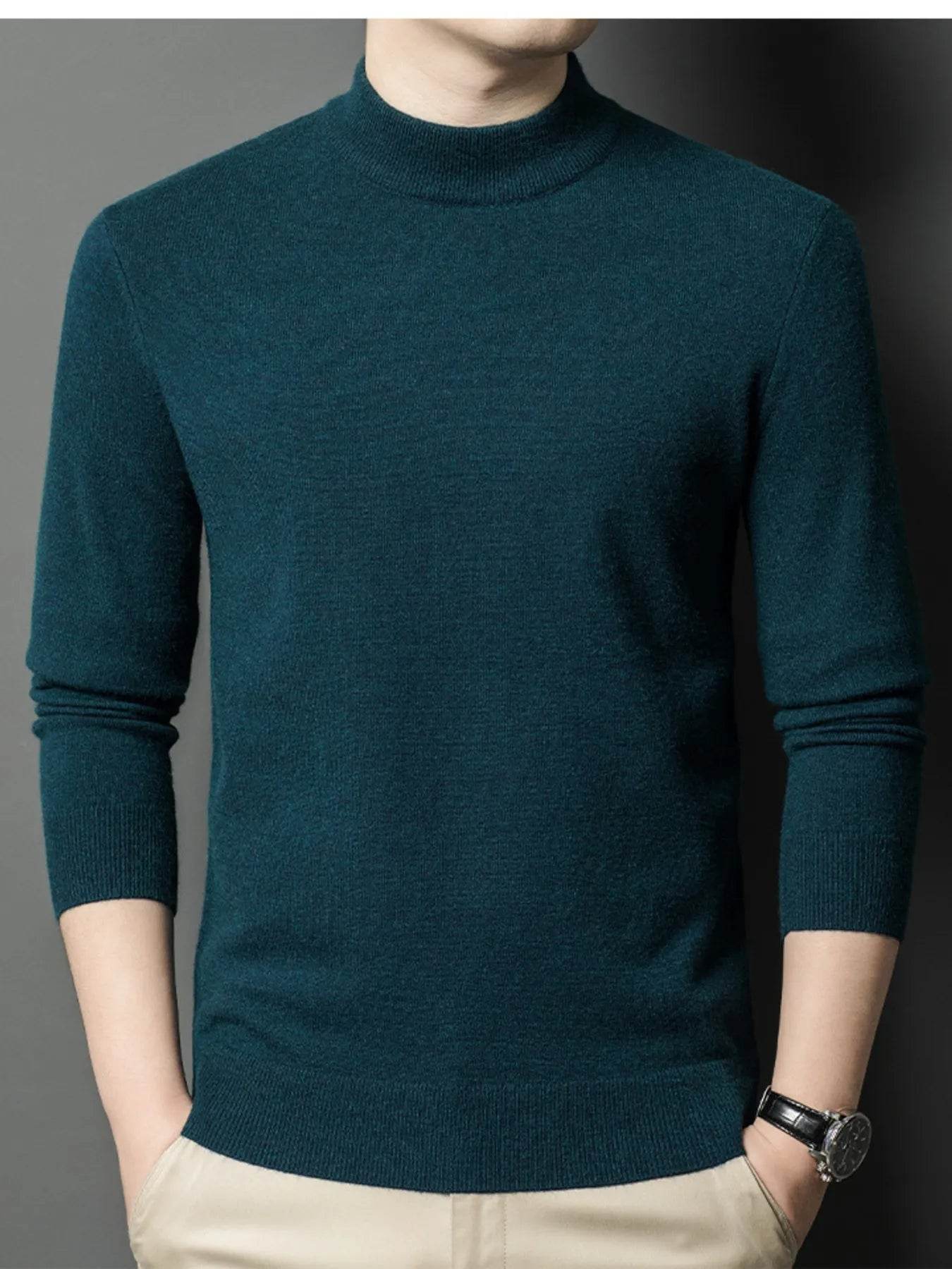 Men's Plus Size Mock Neck Long Sleeve Knit Top - Tredona LLC