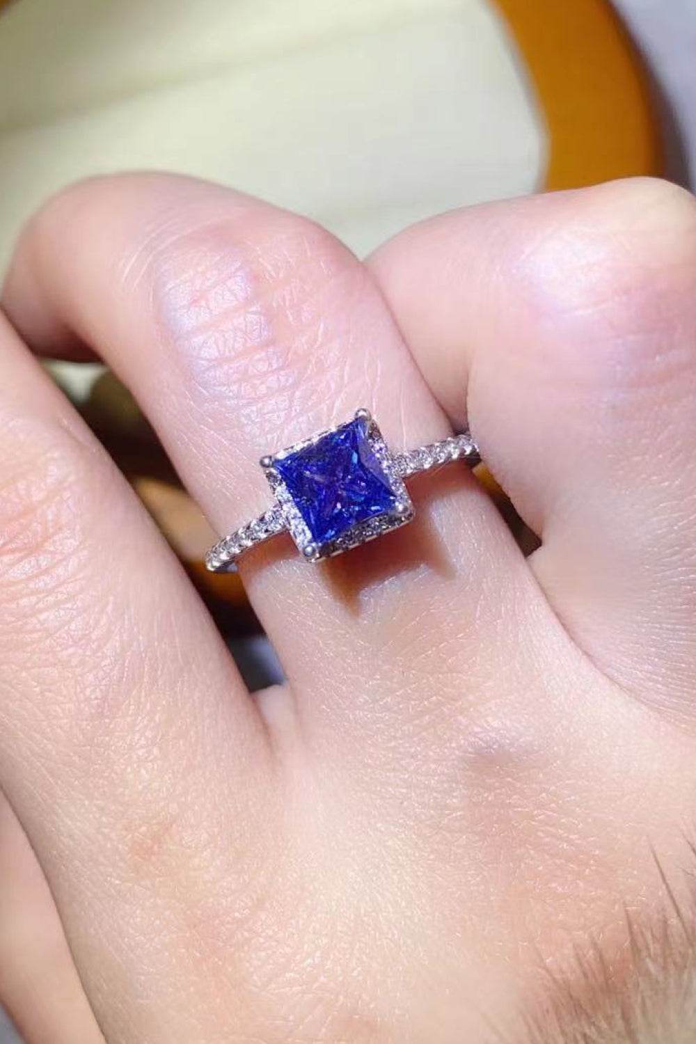1 Carat Moissanite 925 Sterling Silver Square Ring - Tredona LLC