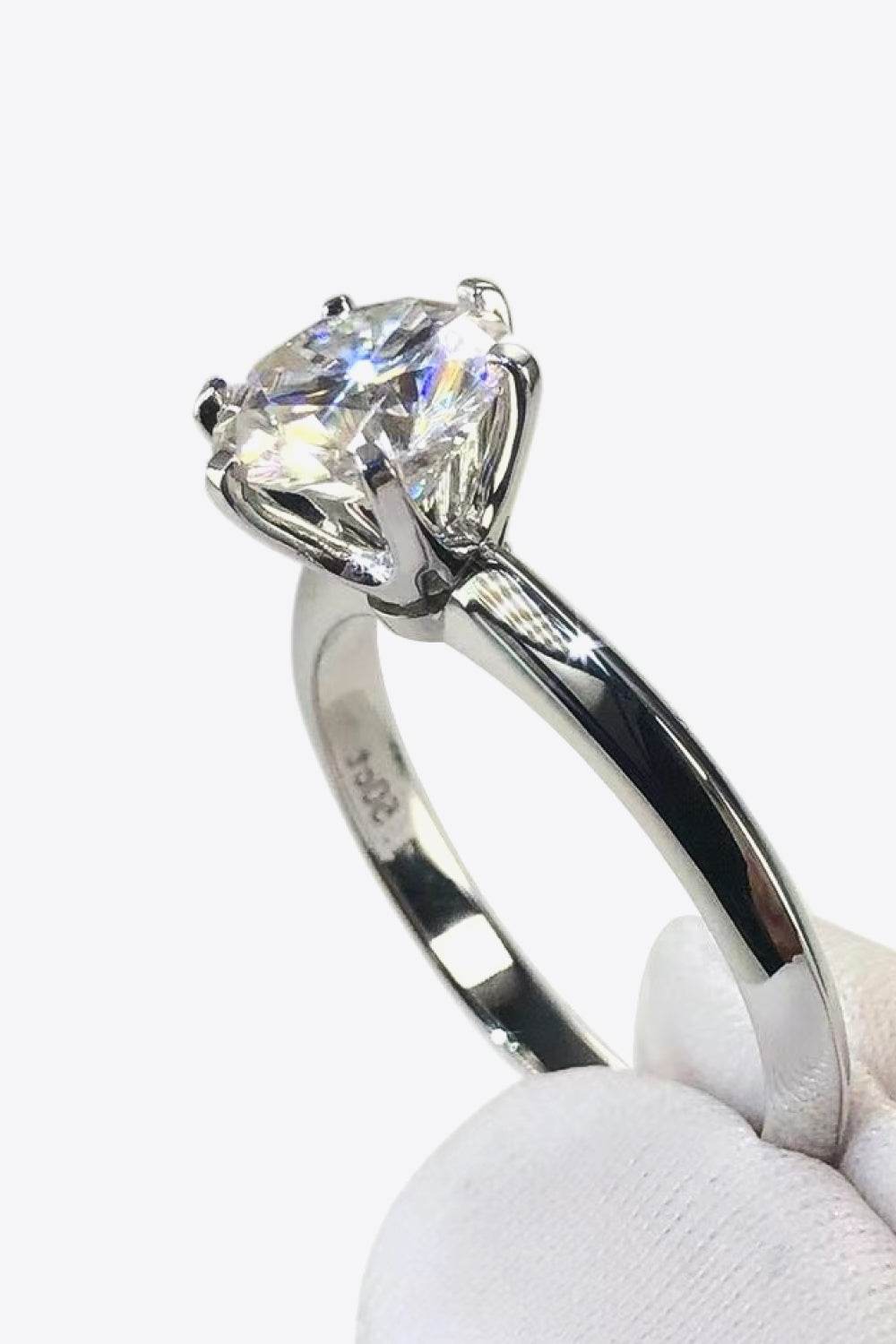 Adored 925 Sterling Silver 3 Carat Moissanite 6-Prong Ring - Tredona LLC