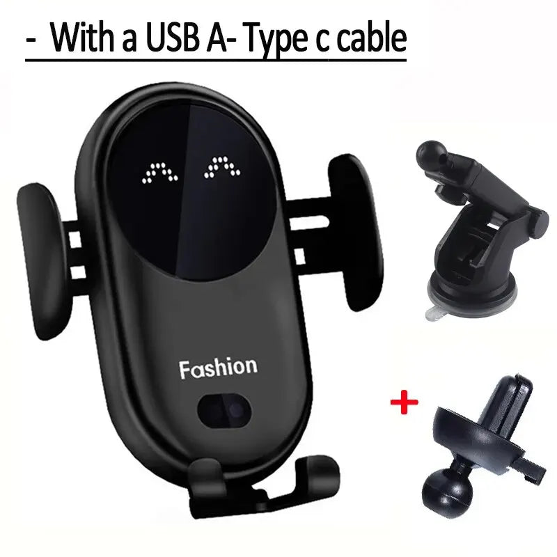 Fast Automatic Clamping Infrared Induction Car Wireless Charger Stand for iPhone 16 15 14 13 Pro Max Samsung Galaxy S25 S24 Plus