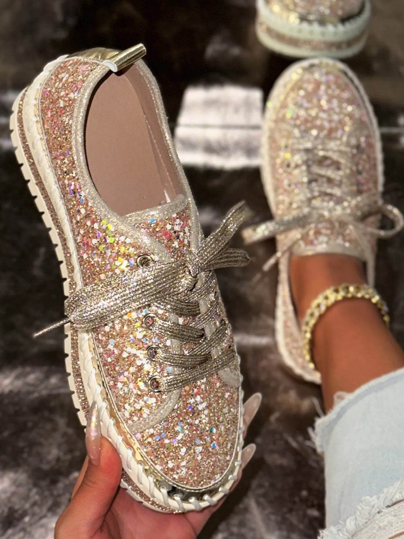 Lace Up Round Toe Platform Sneakers - Tredona LLC