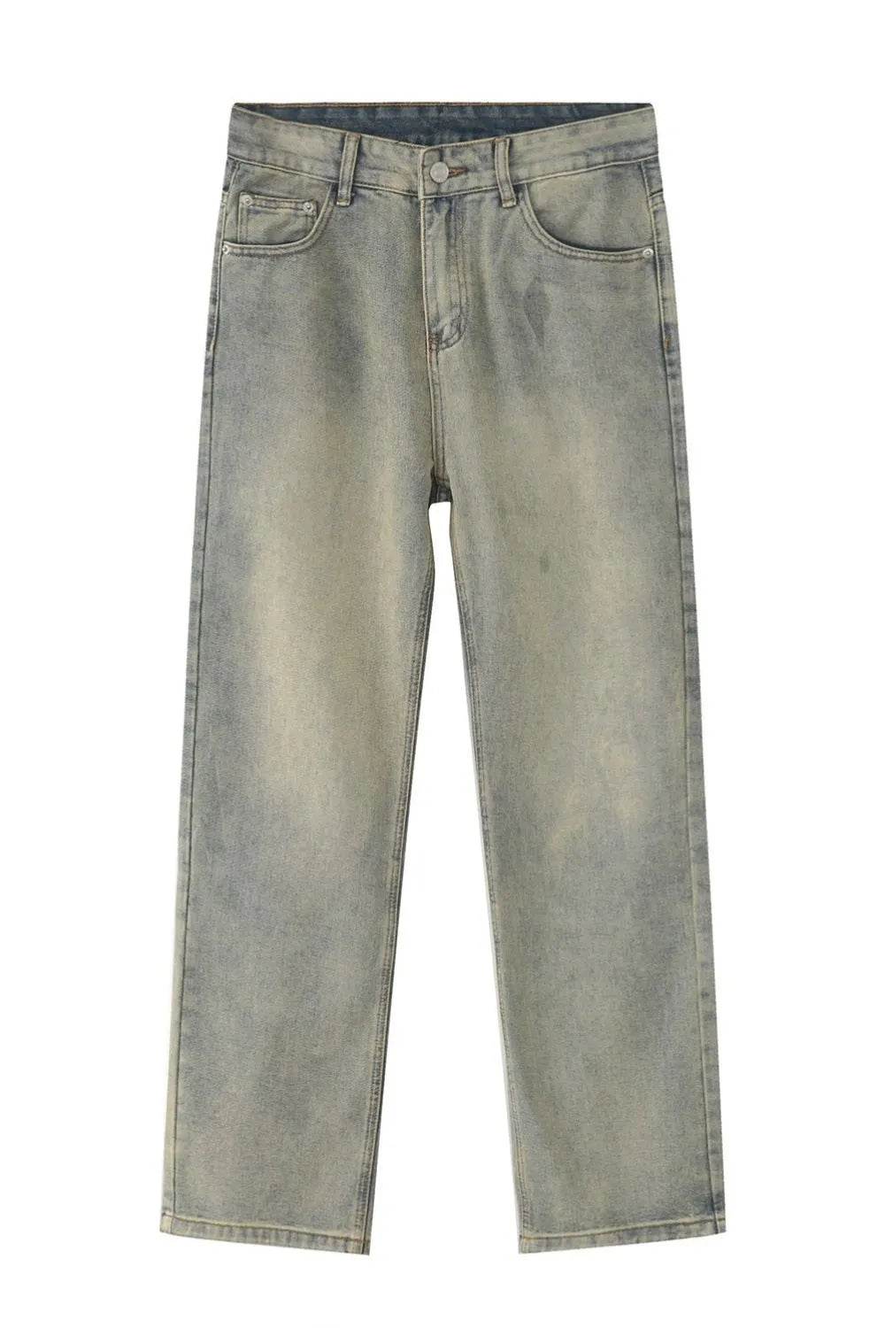 Washed Straight-Leg Slim Jeans - Tredona LLC