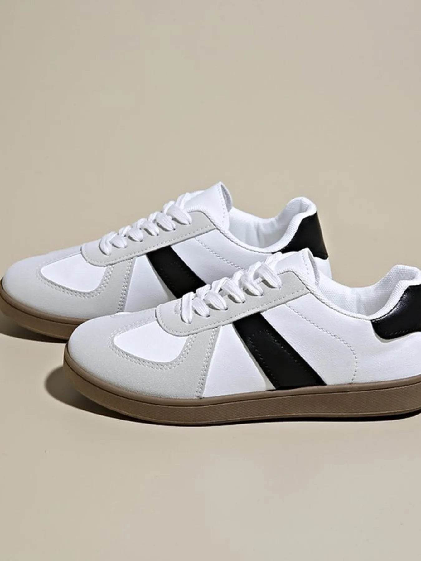 Stripe Lace Up Sneakers - Tredona LLC