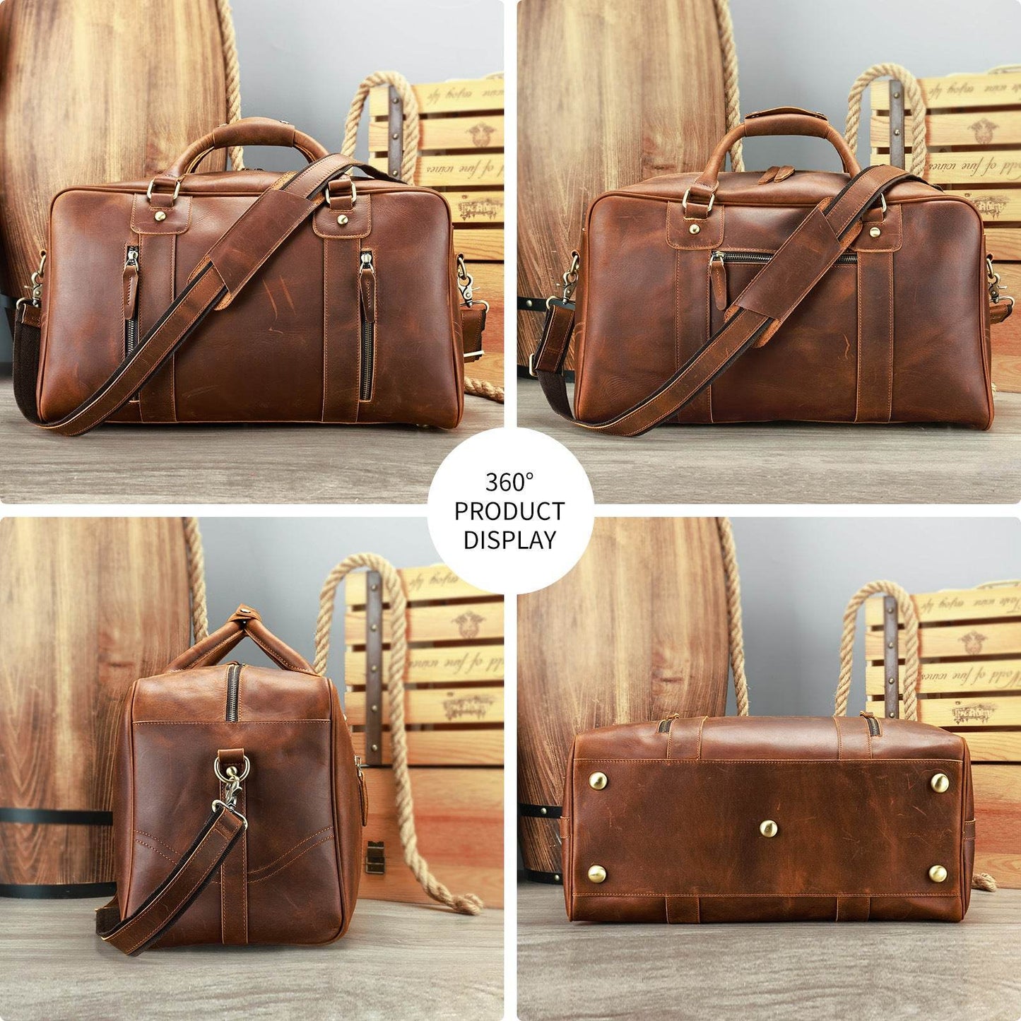 Retro Short-distance Travel Bag Genuine Leather Men - Tredona LLC