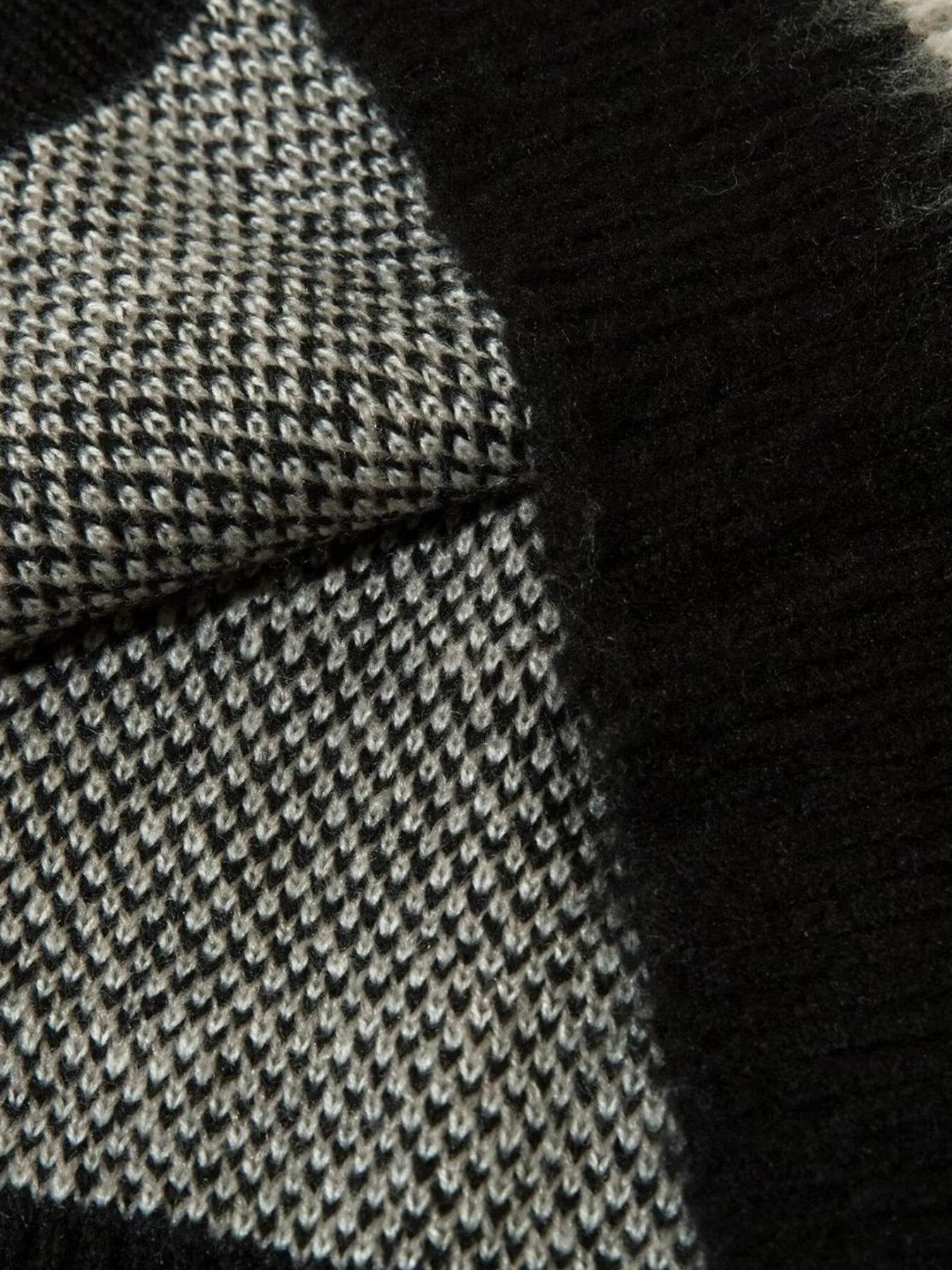 Men's Oversized Contrast Striped Round Neck Sweater - Tredona LLC