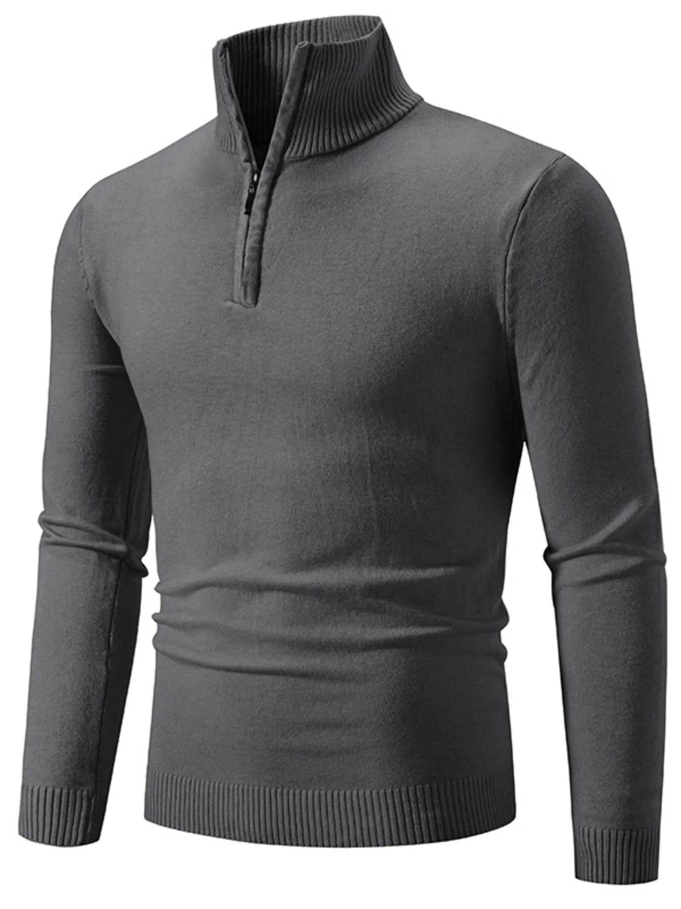 Men's Plus Size Quarter-Zip Turtleneck Sweater - Tredona LLC