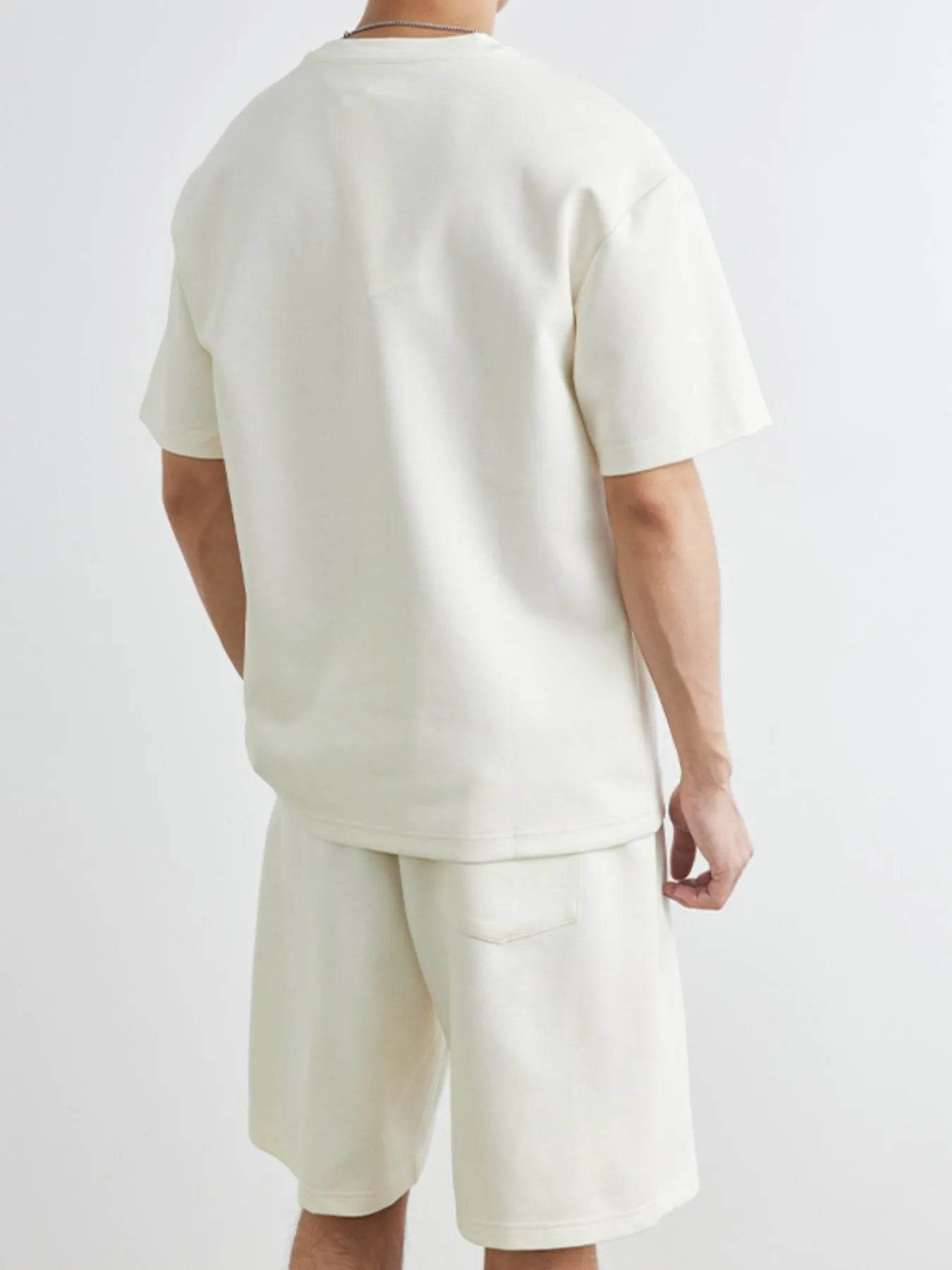 Men's Plus Size Round Neck Short Sleeve Top and Shorts Set - Tredona LLC