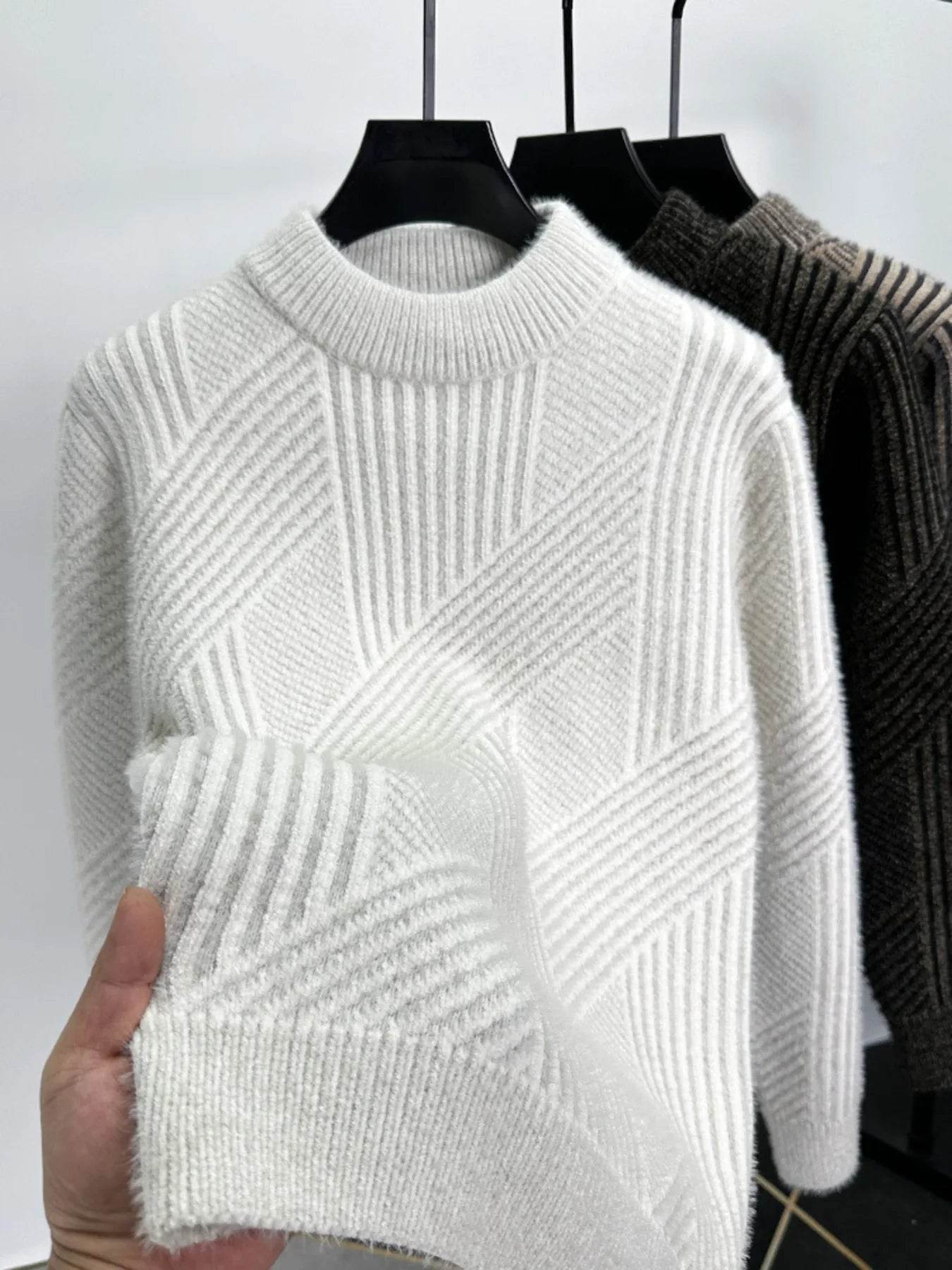 Men's Ribbed Knit Long Sleeve Sweater - Tredona LLC