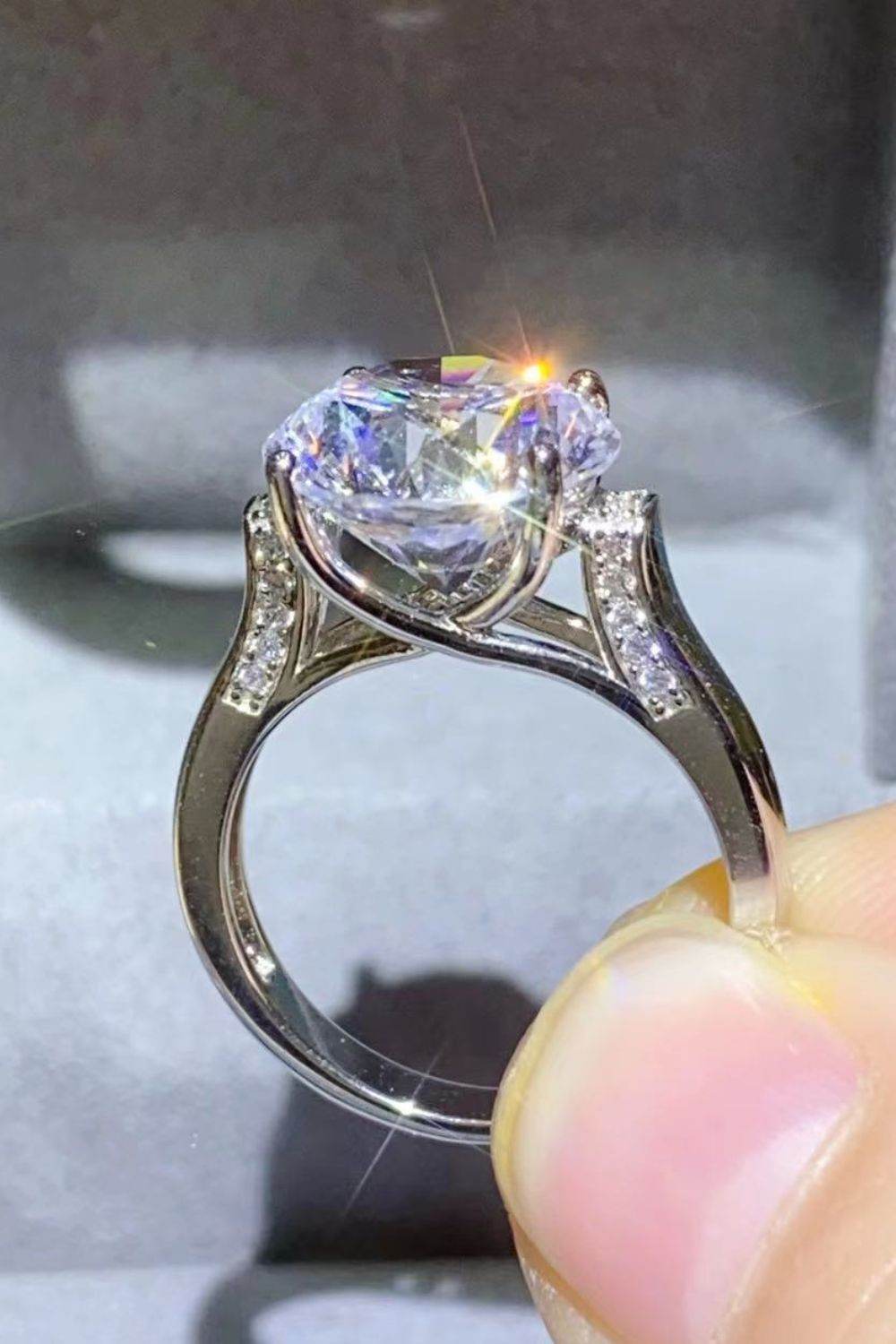 5 Carat Moissanite Platinum-Plated Ring - Tredona LLC
