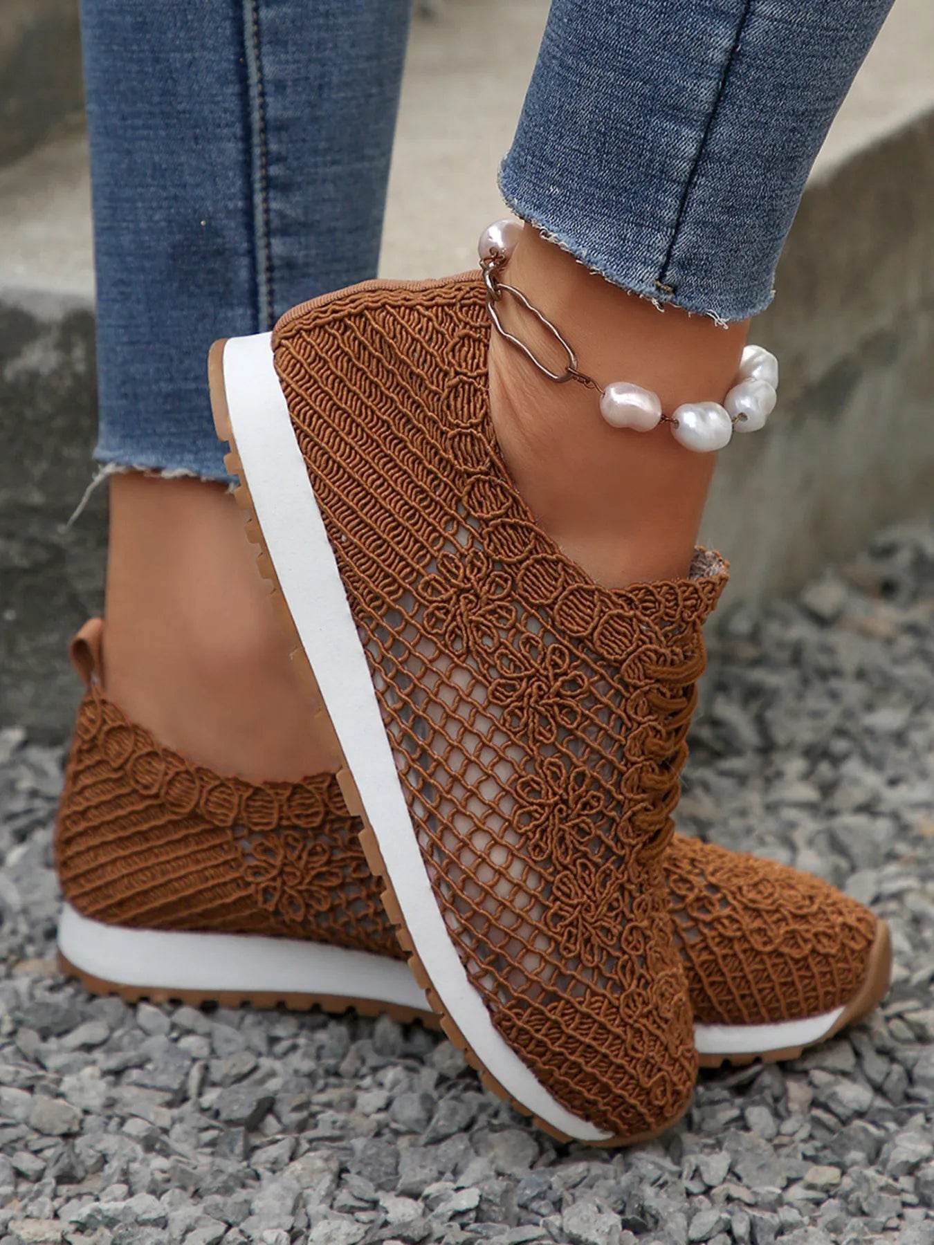 Breathable Mesh Lace-Up Sneakers - Tredona LLC