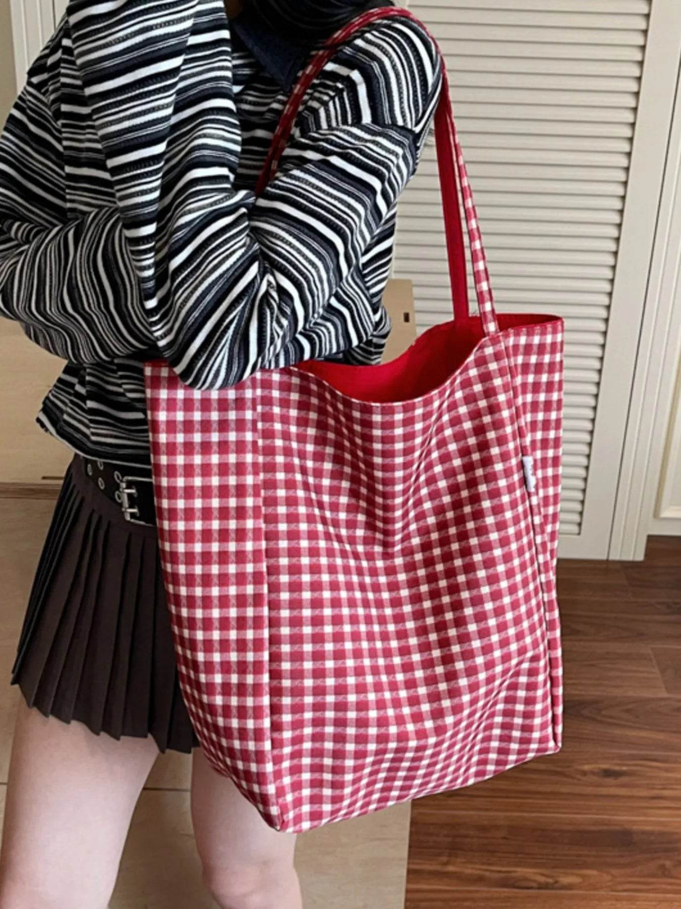 Plaid Pattern Tote Bag - Tredona LLC