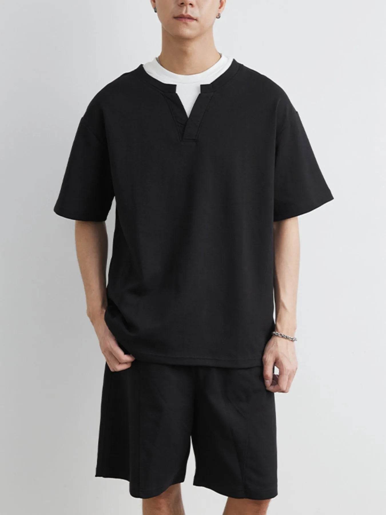 Men's Plus Size Half Sleeve Top and Shorts Set - Tredona LLC