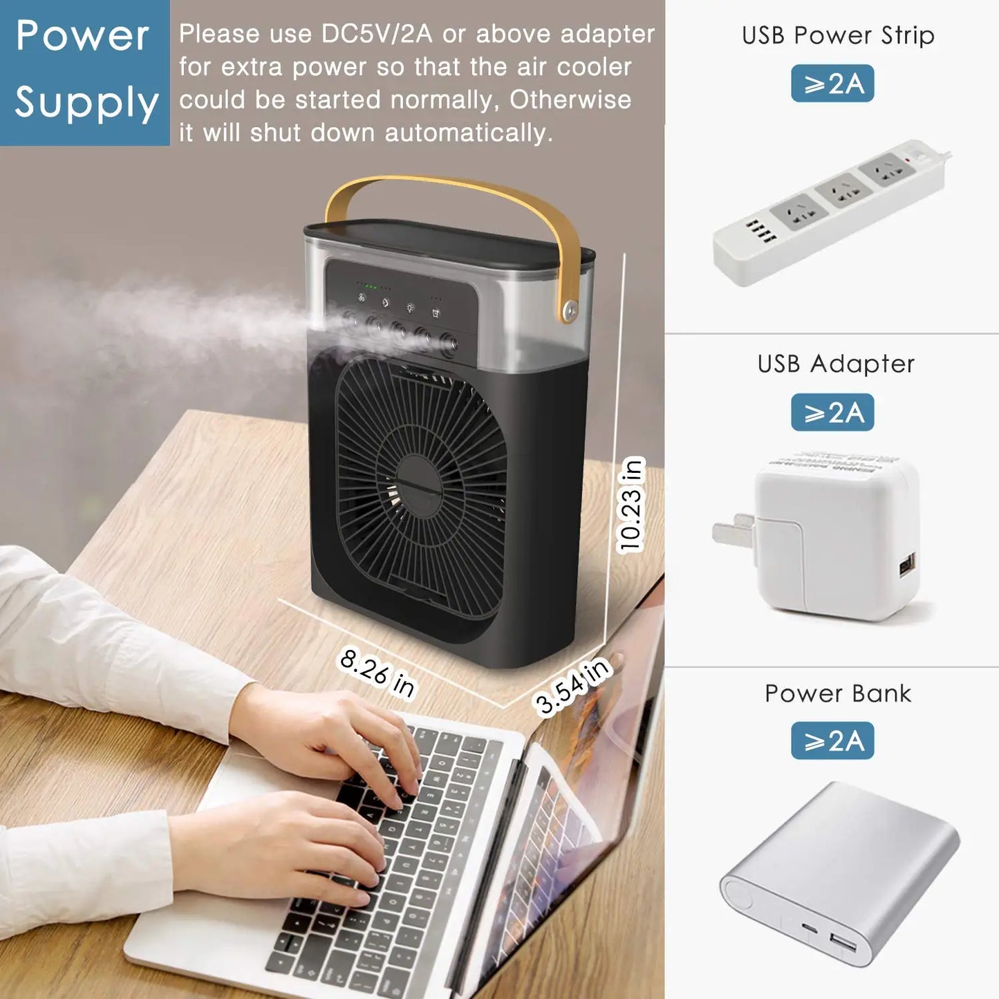 3 In 1 Fan Air Conditioners Portable USB Electric Fan LED Night Light Water Mist Fan Table Air Humidifier For Home Summer Cooler