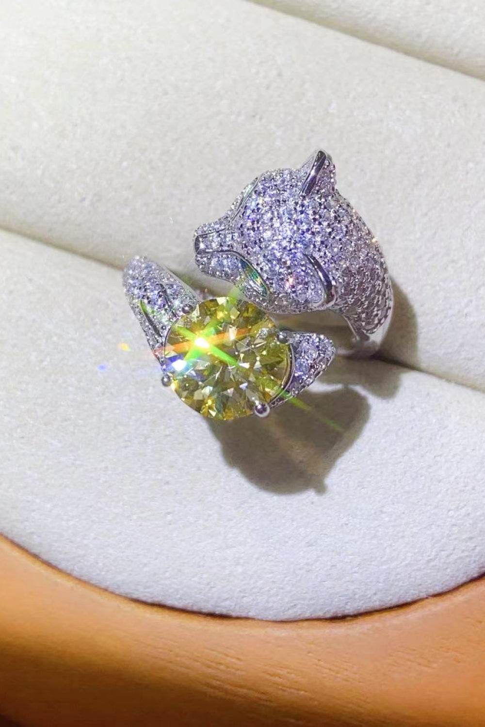 2 Carat Yellow Moissanite Animal Bypass Ring - Tredona LLC