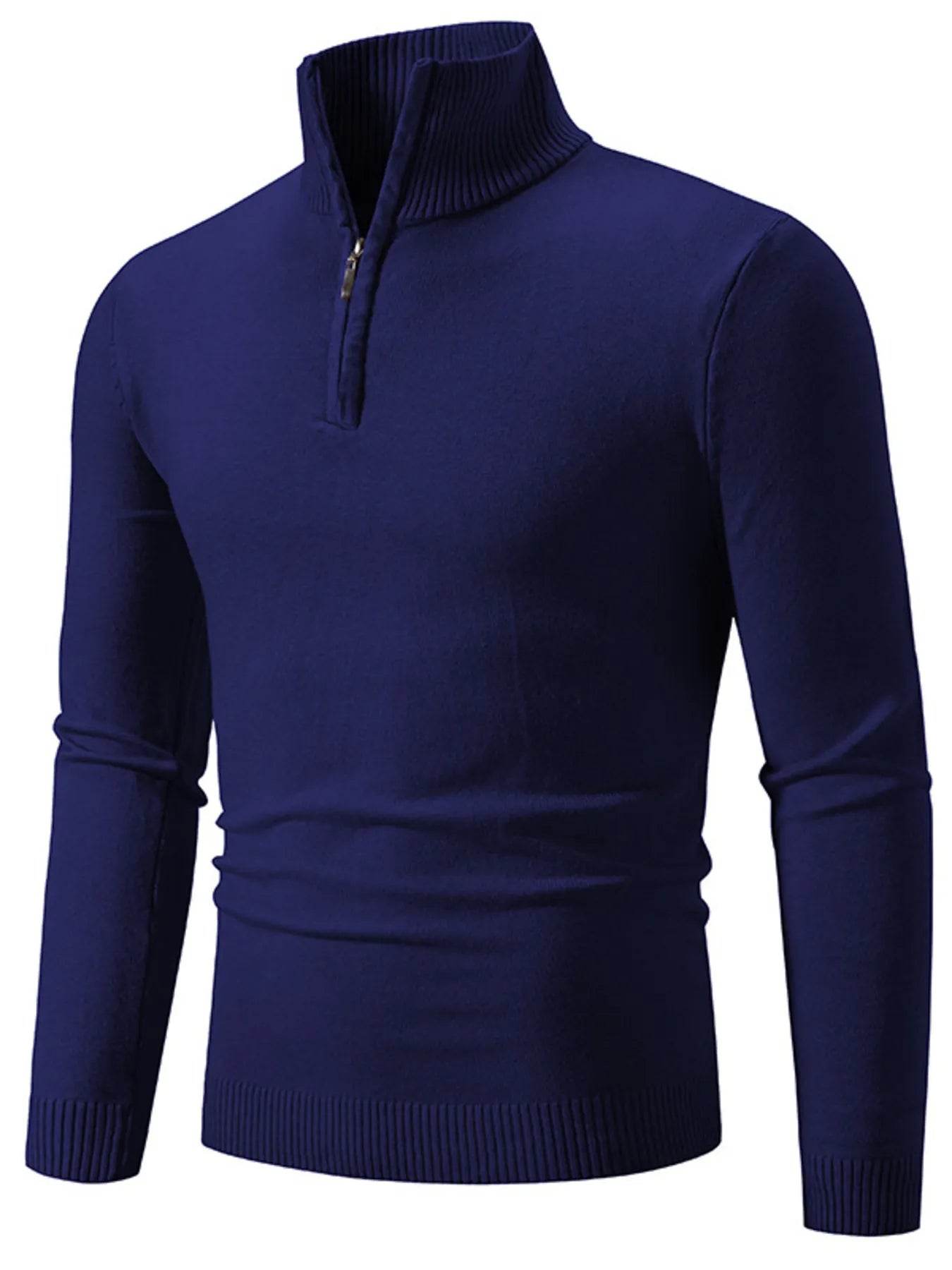 Men's Plus Size Quarter-Zip Turtleneck Sweater - Tredona LLC