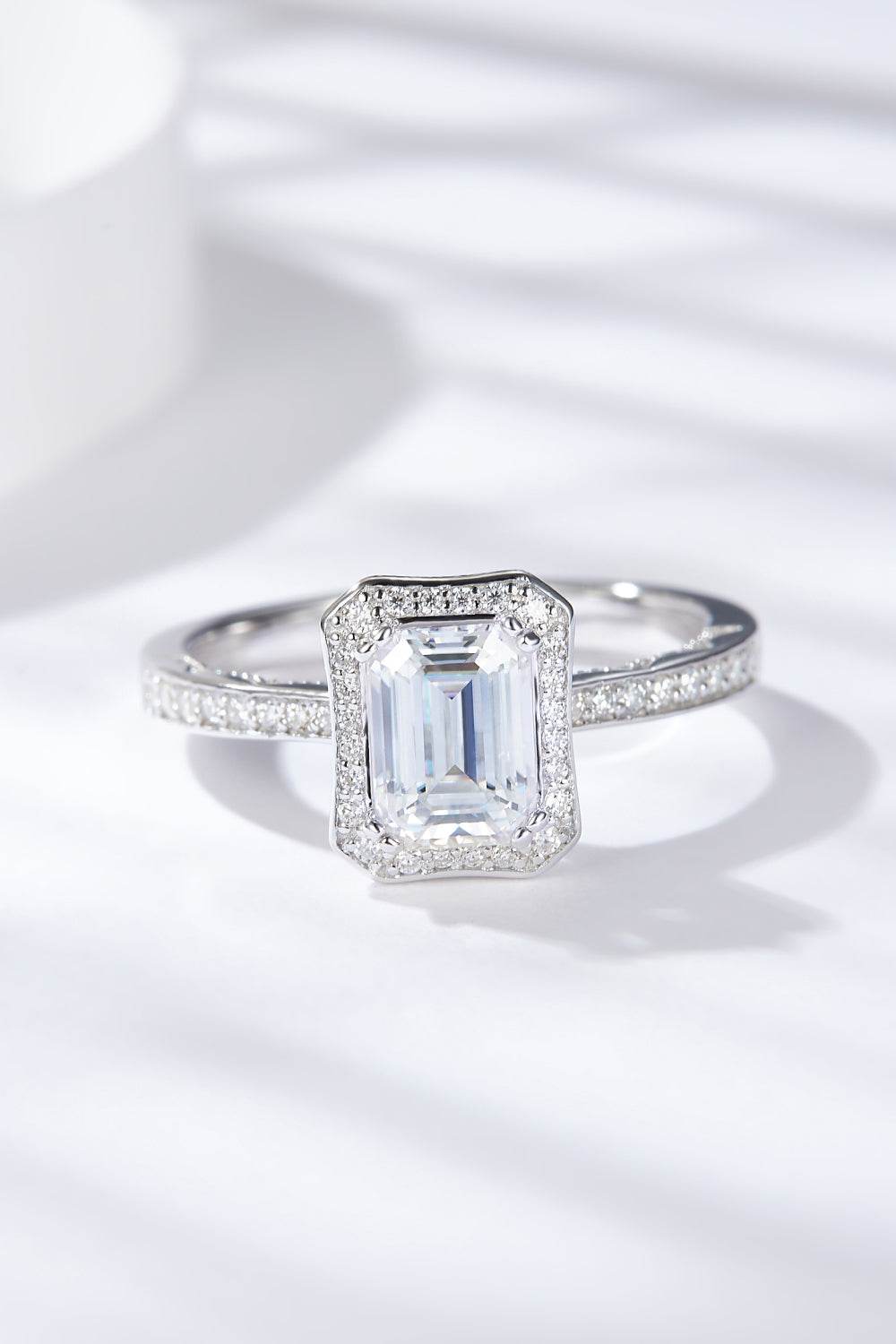 1 Carat Moissanite 925 Sterling Silver Halo Ring - Tredona LLC