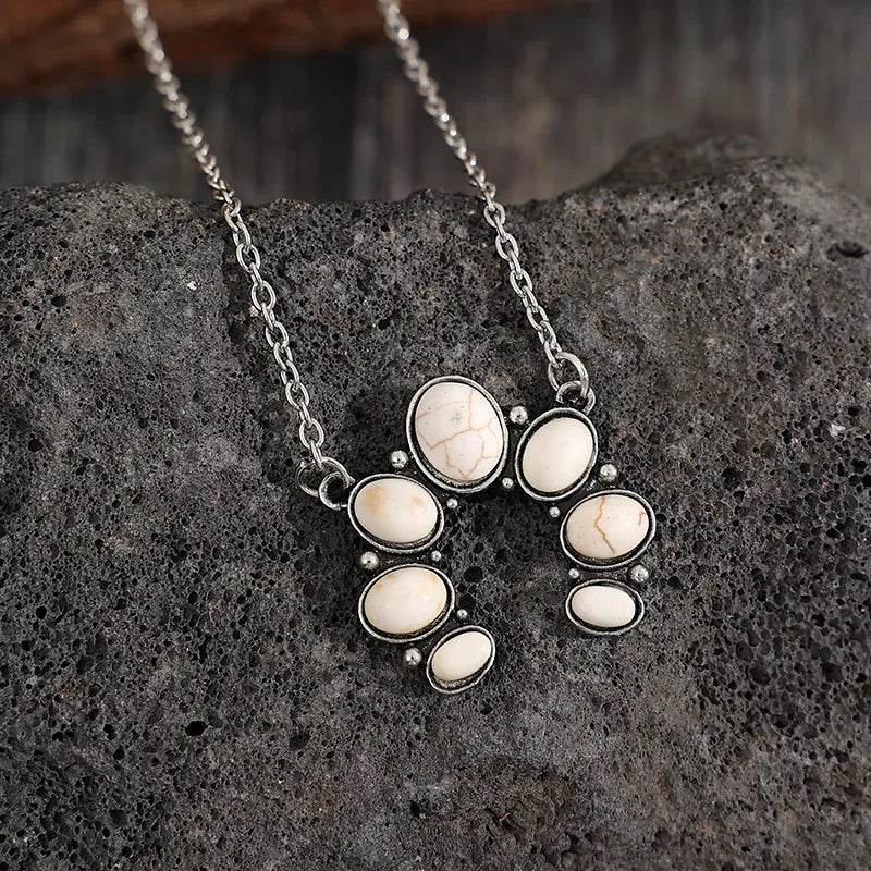 Artificial Turquoise Alloy Pendant Necklace - Tredona LLC