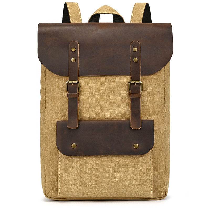 New Canvas Leather Large Capacity Backpack - Tredona LLC