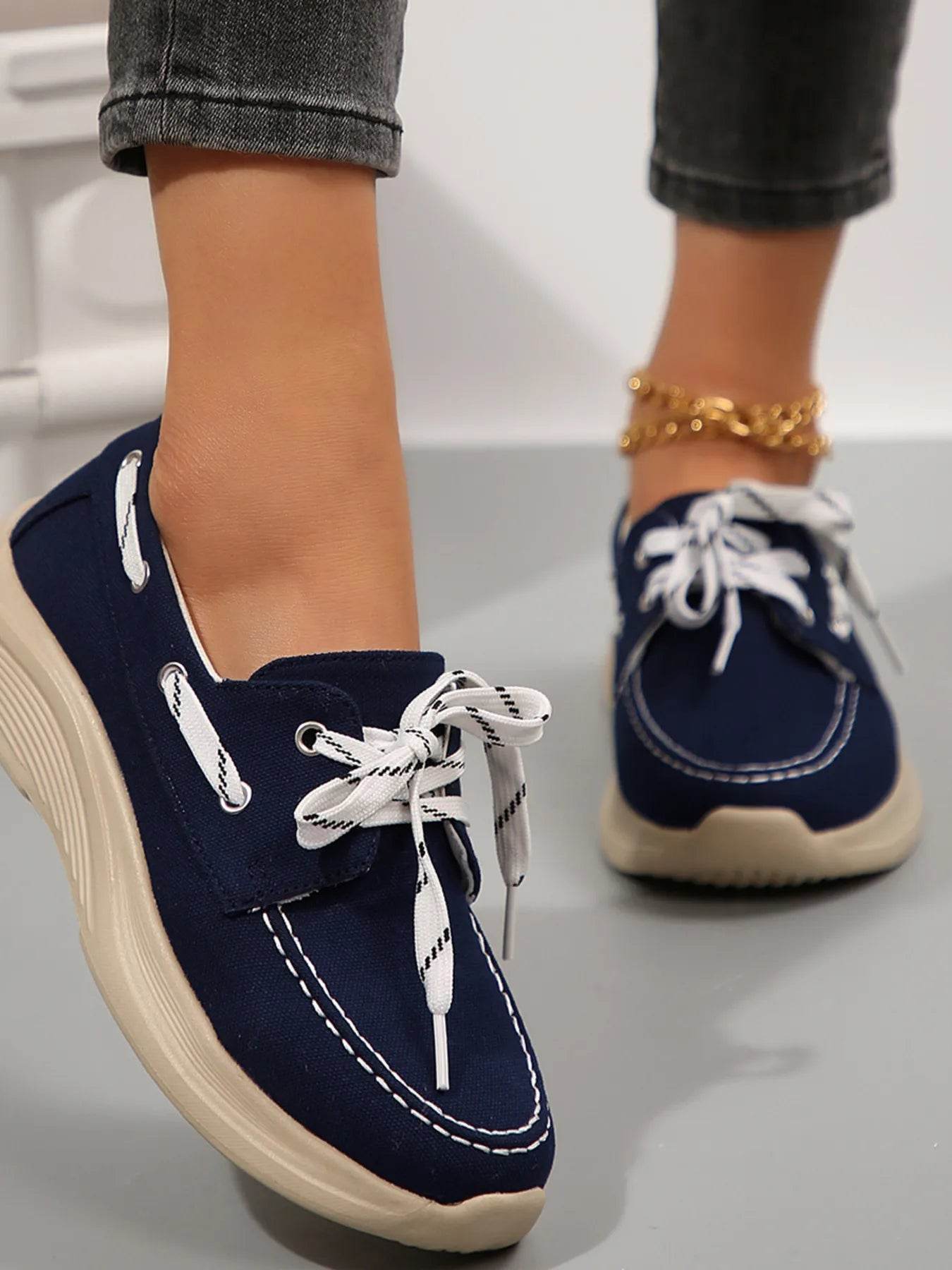 Lace Up Round Toe Sneakers - Tredona LLC