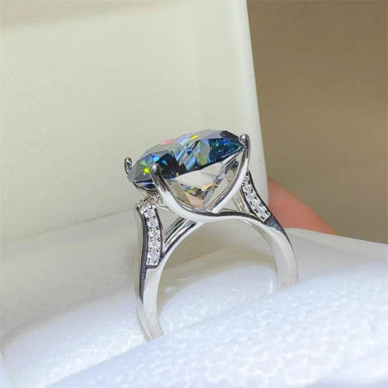 10 Carat 925 Sterling Silver Moissanite Ring - Tredona LLC