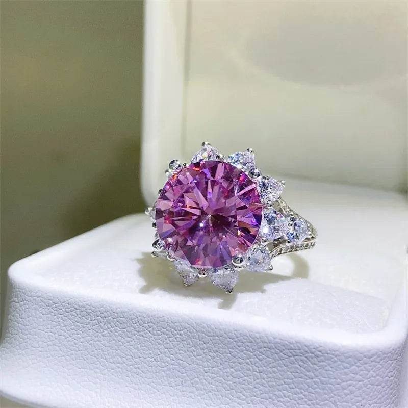 10 Carat Moissanite Zircon 925 Sterling Silver Ring - Tredona LLC
