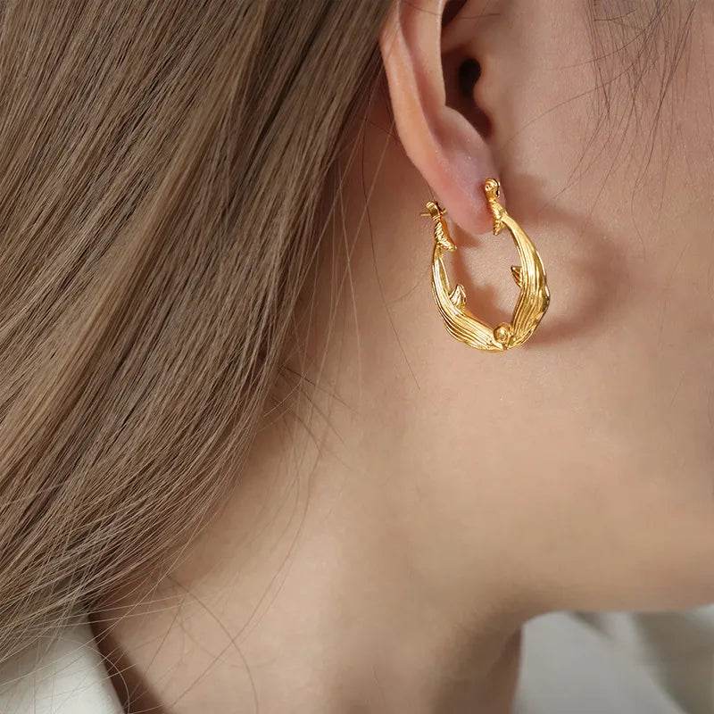 Gold Dolphin Jewelry Set with Necklace and Earrings - Tredona LLC