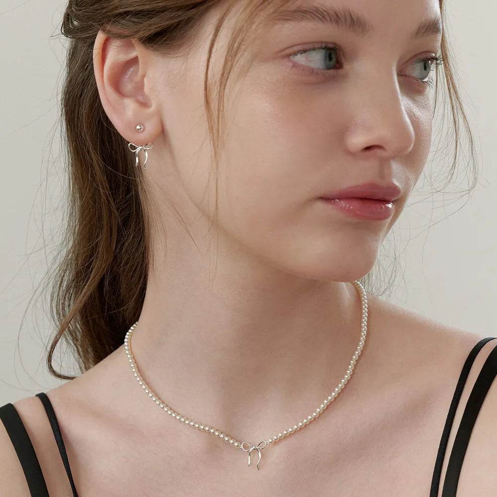 Copper Pearls Bow Necklace - Tredona LLC