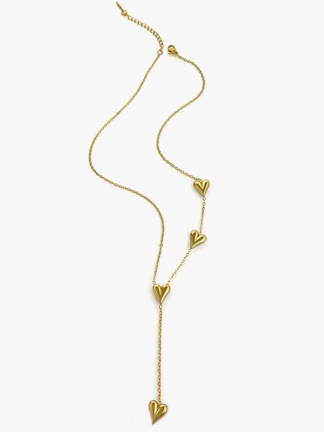 18K Gold-Plated Heart Drop Y-Necklace - Tredona LLC