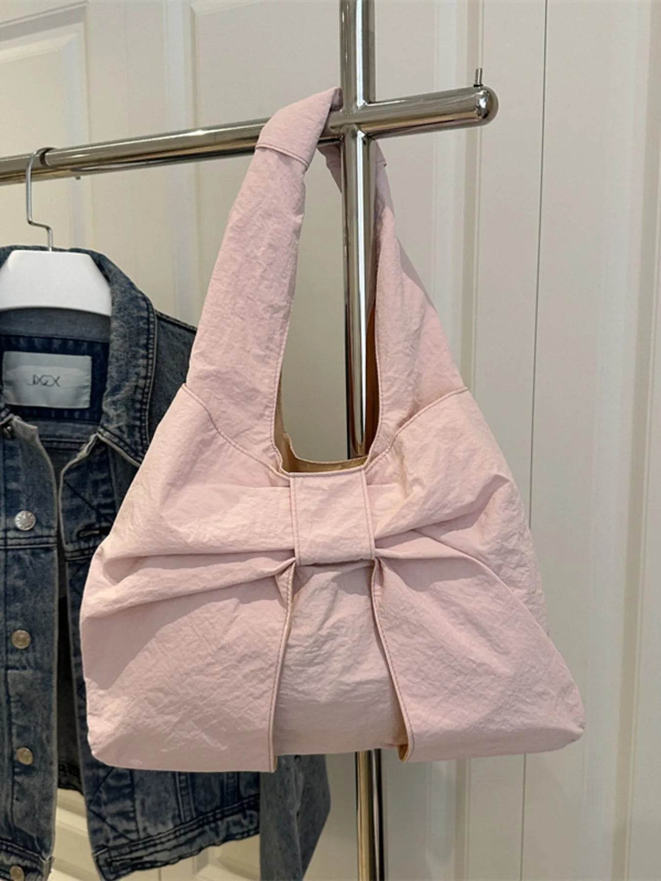 Ruched Bow Shoulder Bag - Tredona LLC