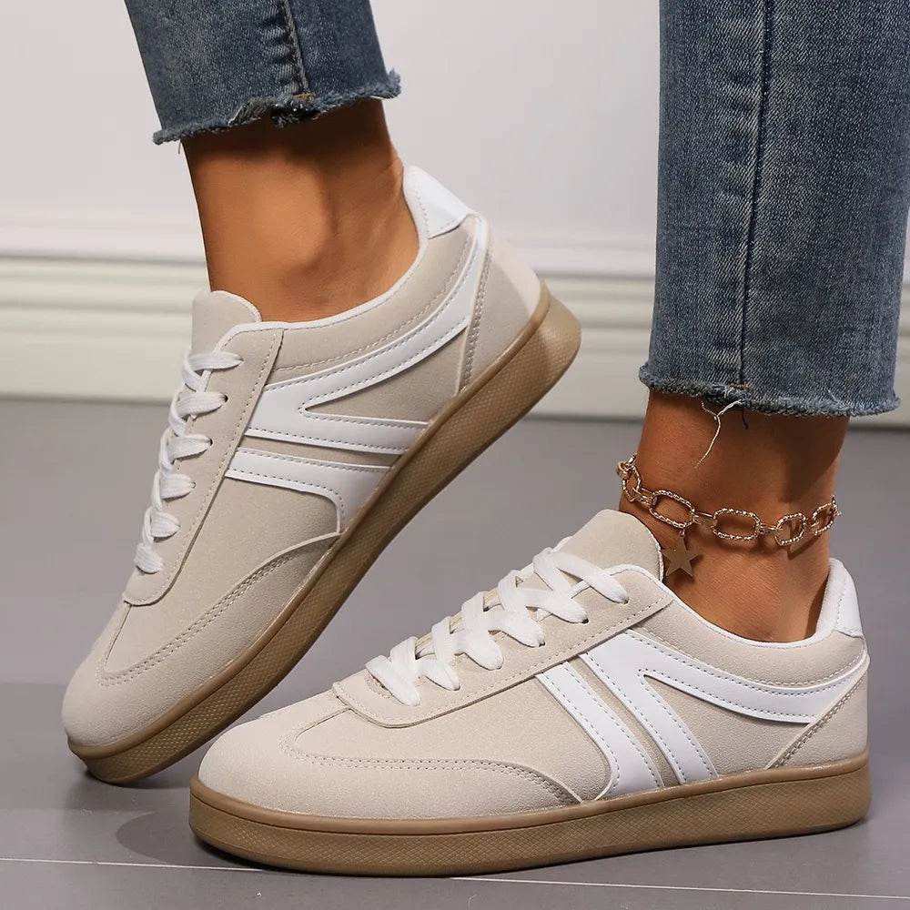 Lace Up Round Toe Flat Sneakers - Tredona LLC