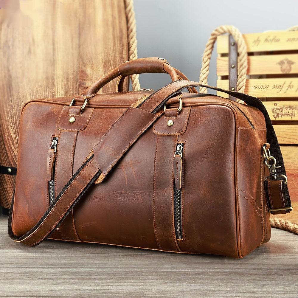 Retro Short-distance Travel Bag Genuine Leather Men - Tredona LLC