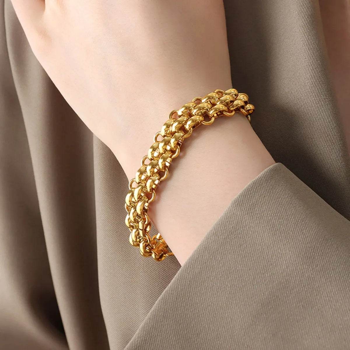 Gold Chain Link Jewelry Set with Necklace and Bracelet - Tredona LLC