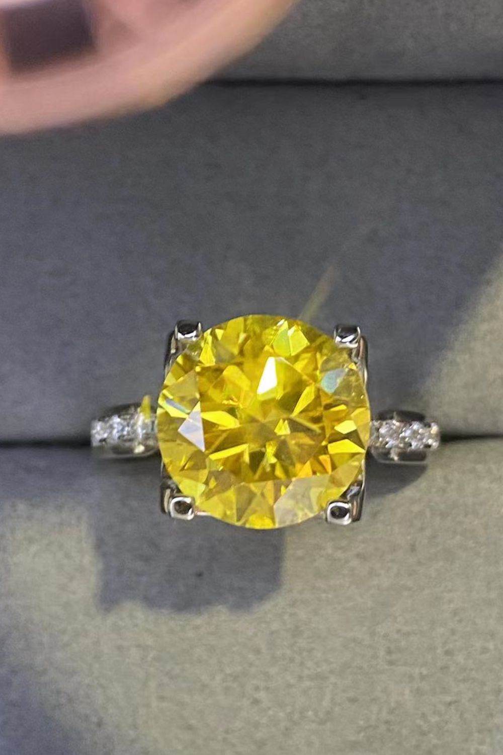 5 Carat Moissanite 925 Sterling Silver Ring in Banana Yellow - Tredona LLC