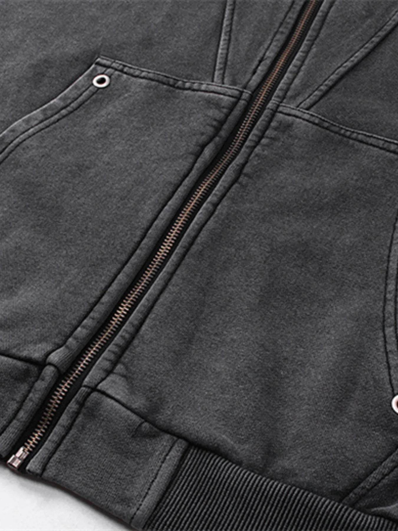 Men's Washed Zip Up Long Sleeve Hooded Jacket - Tredona LLC