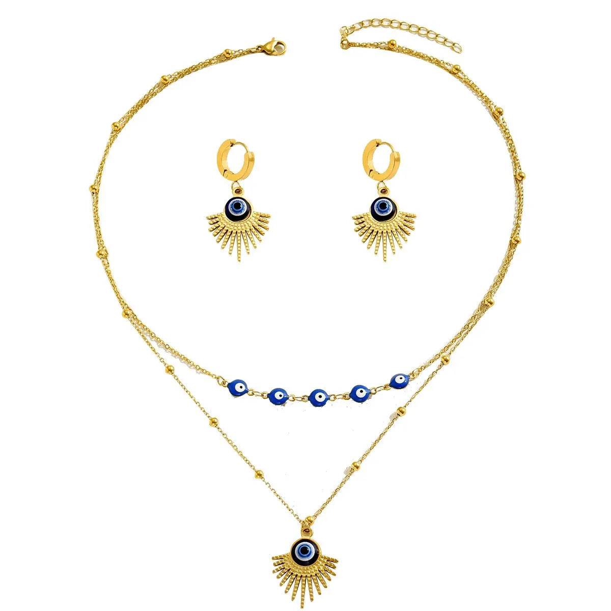 Stainless Steel Resin Necklace and Earrings Jewelry Set - Tredona LLC