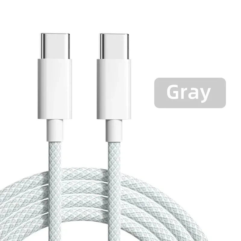 Usb C to Type C Fast Charging PD 60W Mobile Phone Date Cable For Iphone15 Android Samsung Huawei Type C Braided Charger Cable