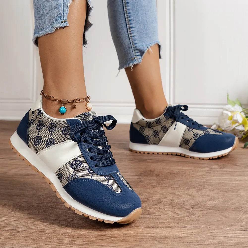 Floral Round Toe Flat Sneakers - Tredona LLC