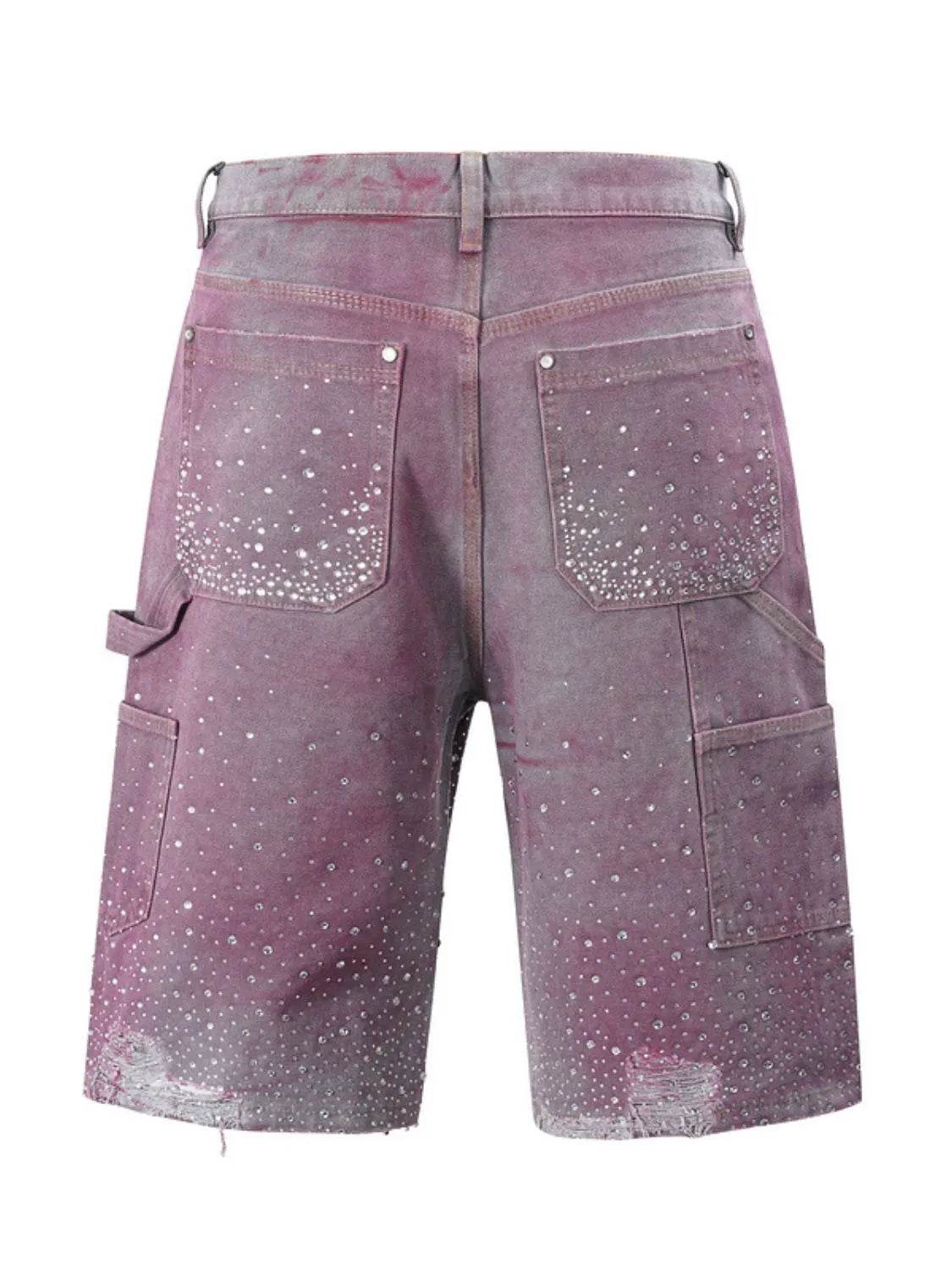 Men's Rhinestone Shorts with Pockets - Tredona LLC