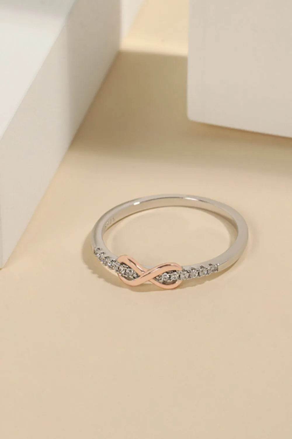 925 Sterling Silver Inlaid Zircon Infinity Symbol Ring - Tredona LLC