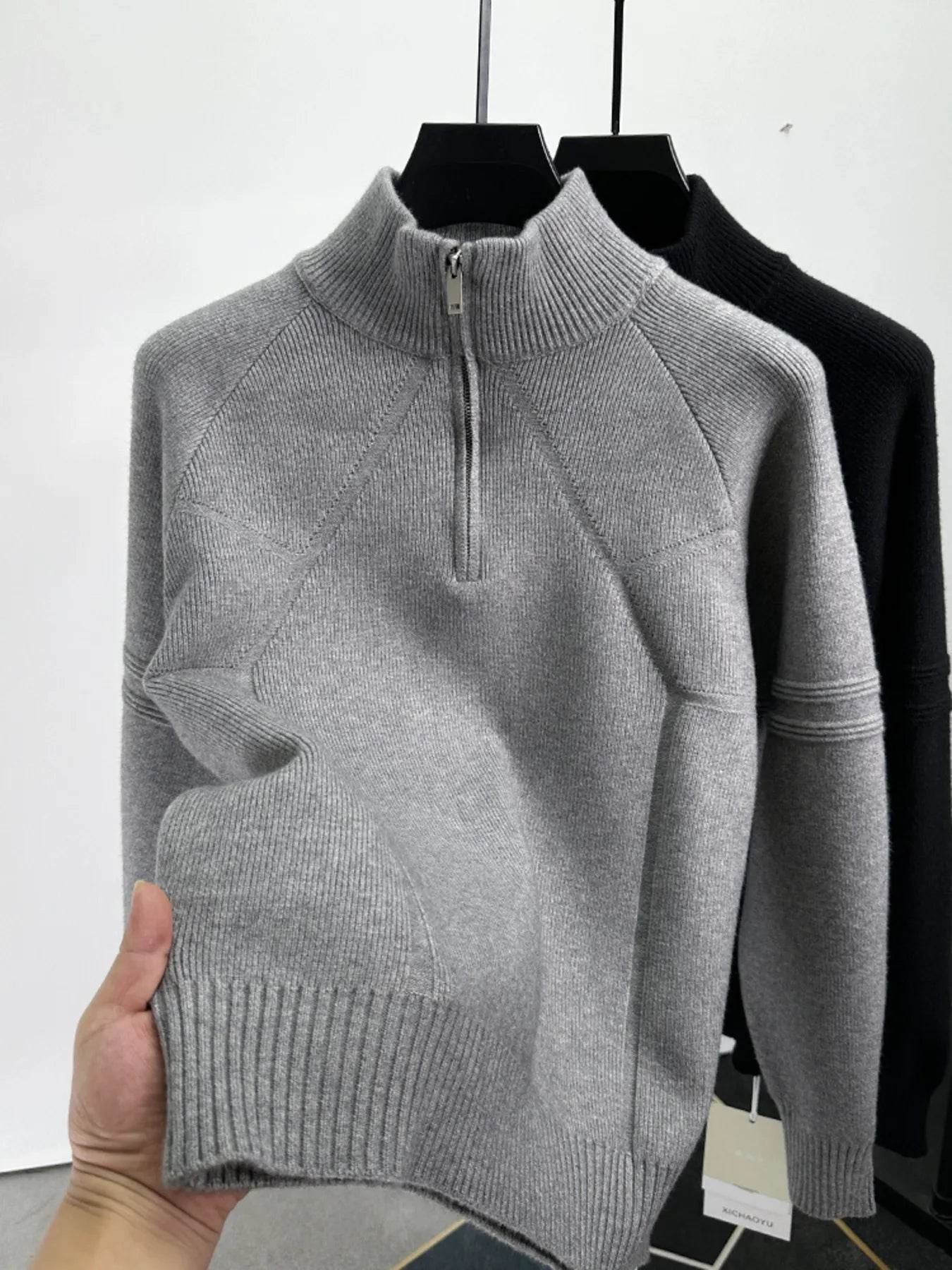 Men's Half-Zip Turtleneck Cardigan - Tredona LLC