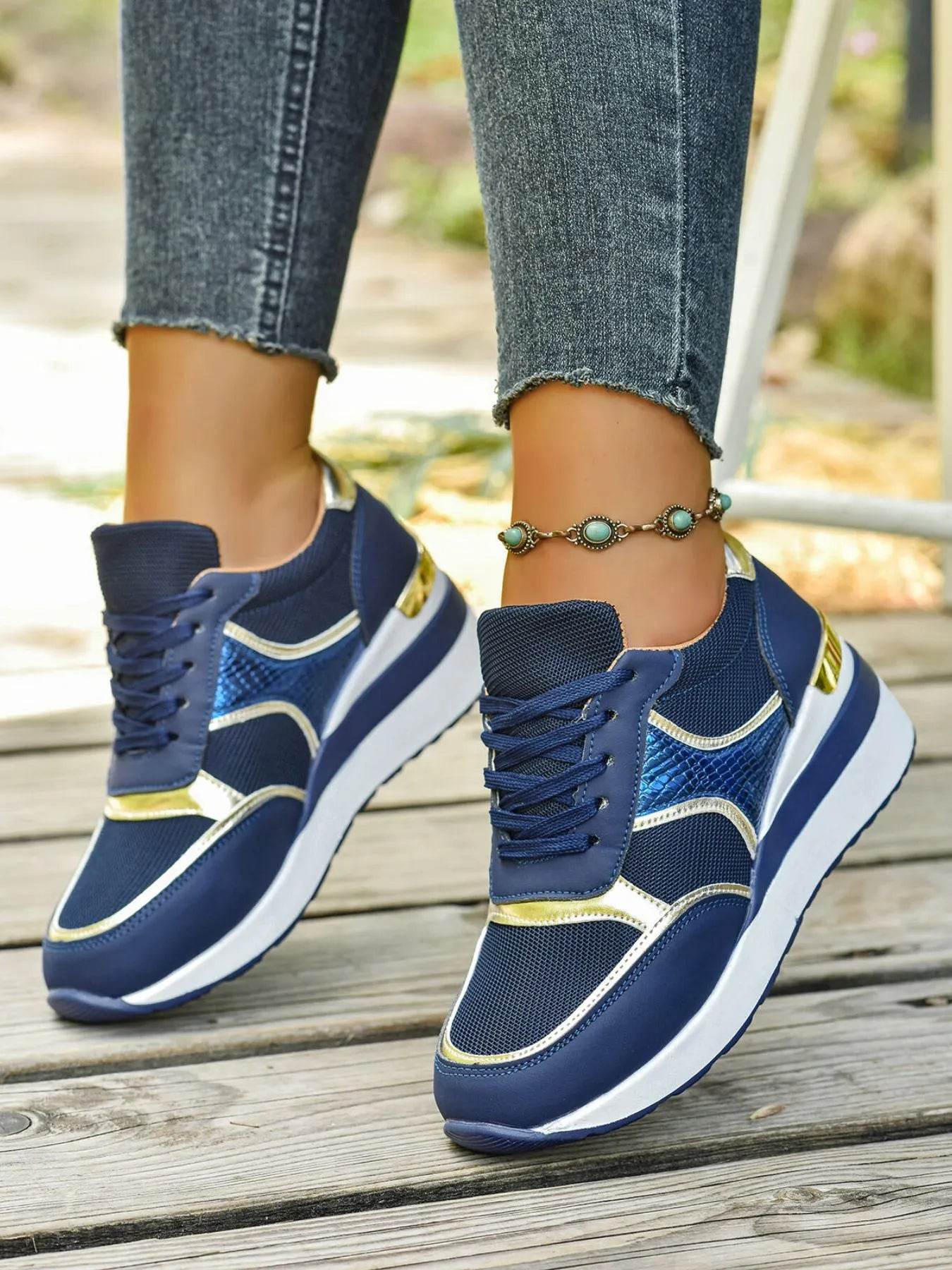Lace Up Wedge Sneakers - Tredona LLC