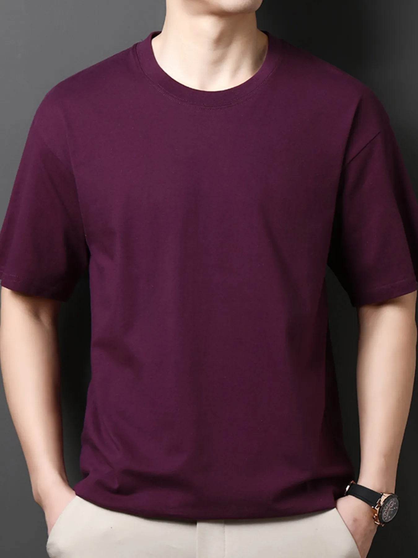 Men's Full Size Round Neck Half Sleeve T-Shirt Plus Size - Tredona LLC