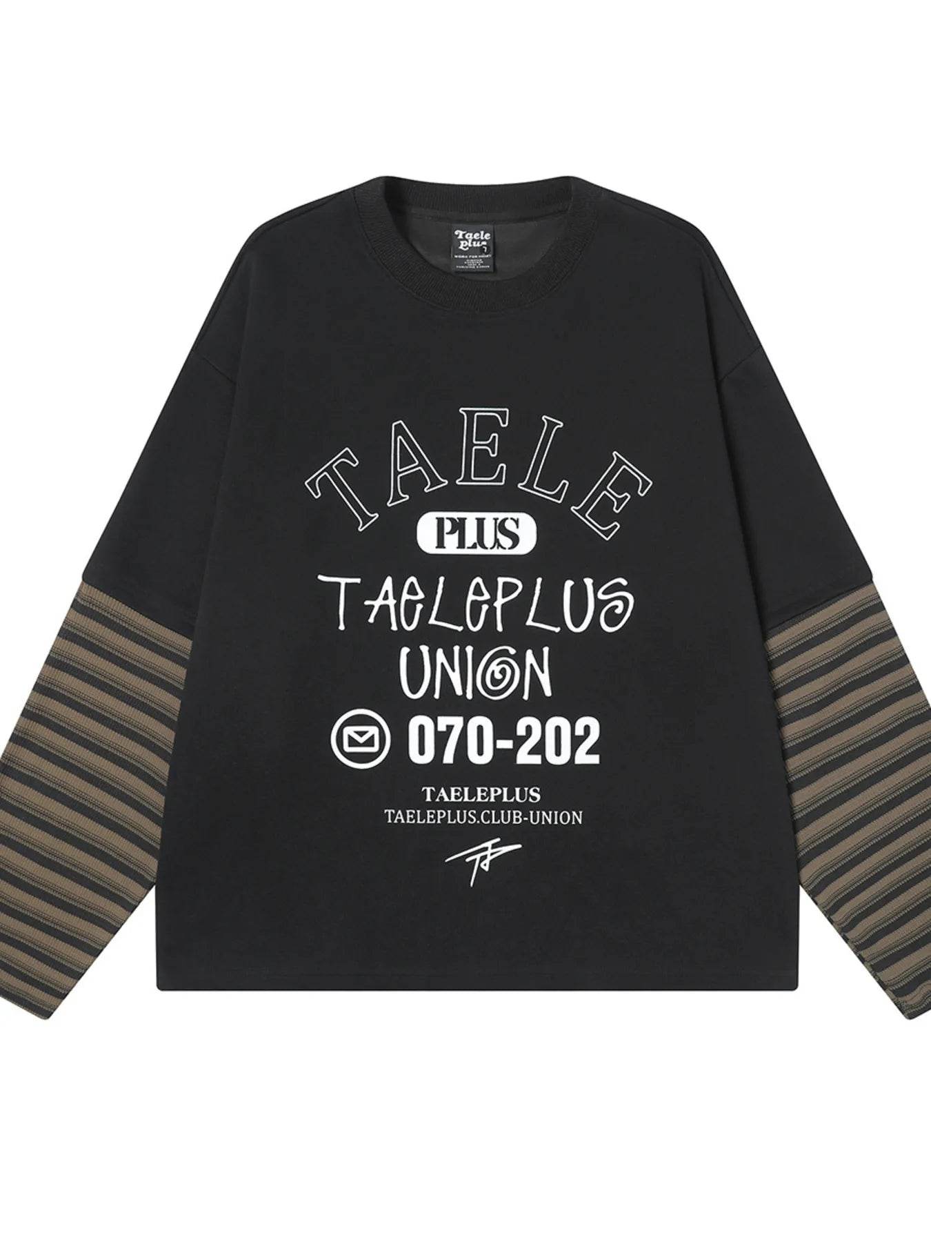 Men's Letter Graphic Striped Long Sleeve T-Shirt - Tredona LLC