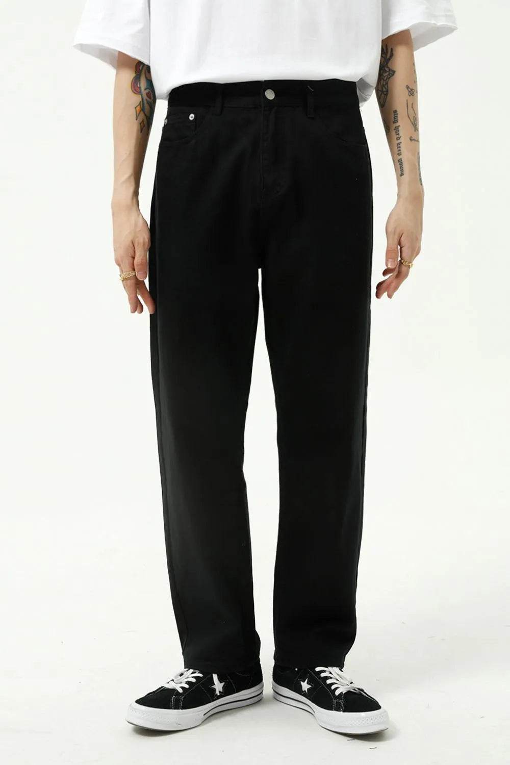 Washed Straight-Leg Slim Jeans - Tredona LLC