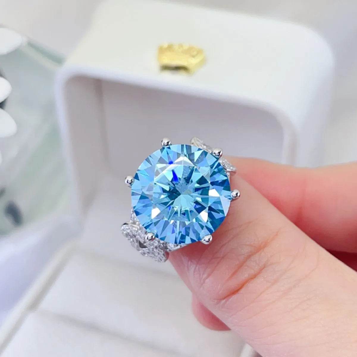 10 Carat Moissanite 925 Sterling Silver Ring - Tredona LLC
