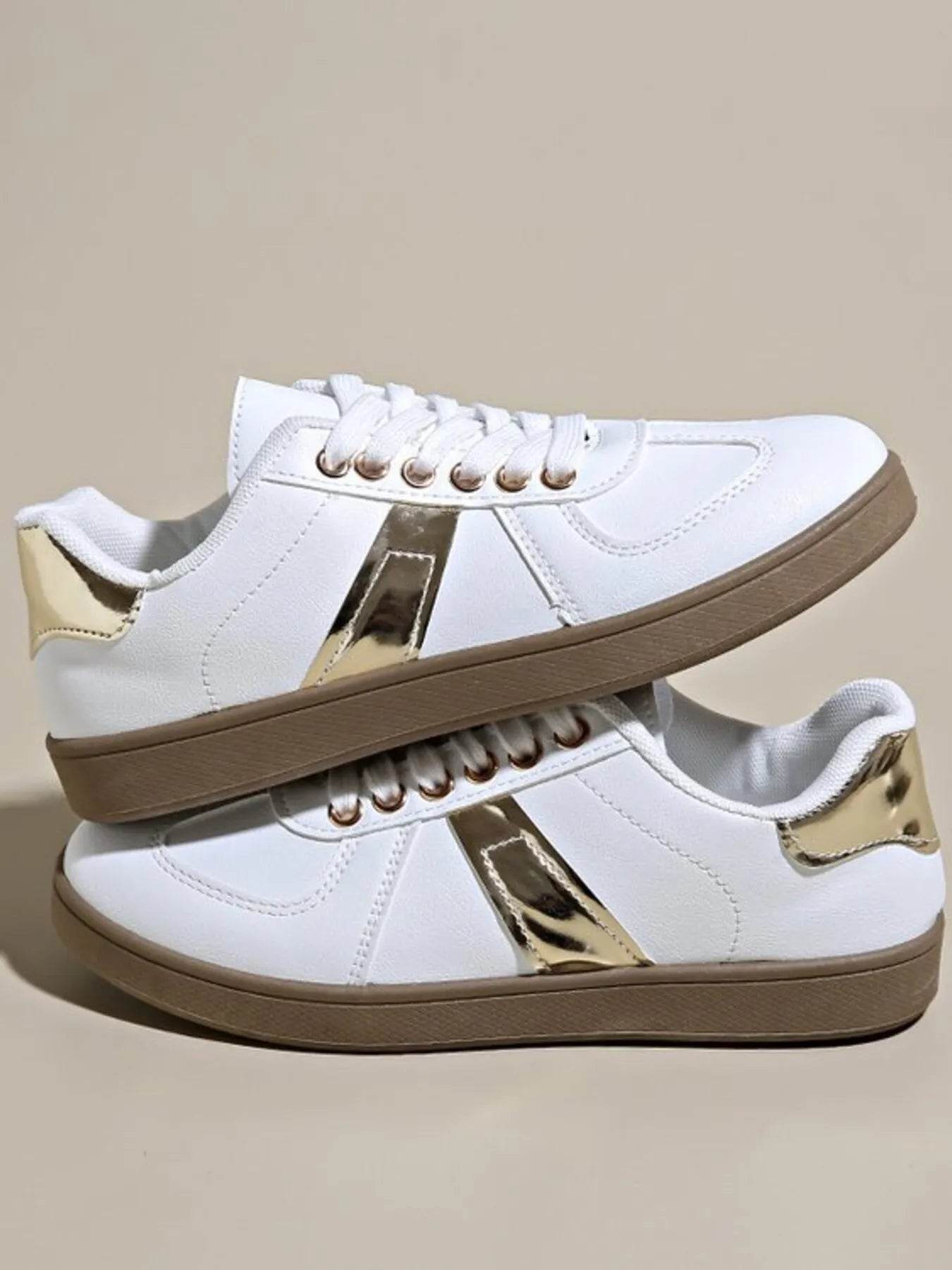 Stripe Lace Up Sneakers - Tredona LLC