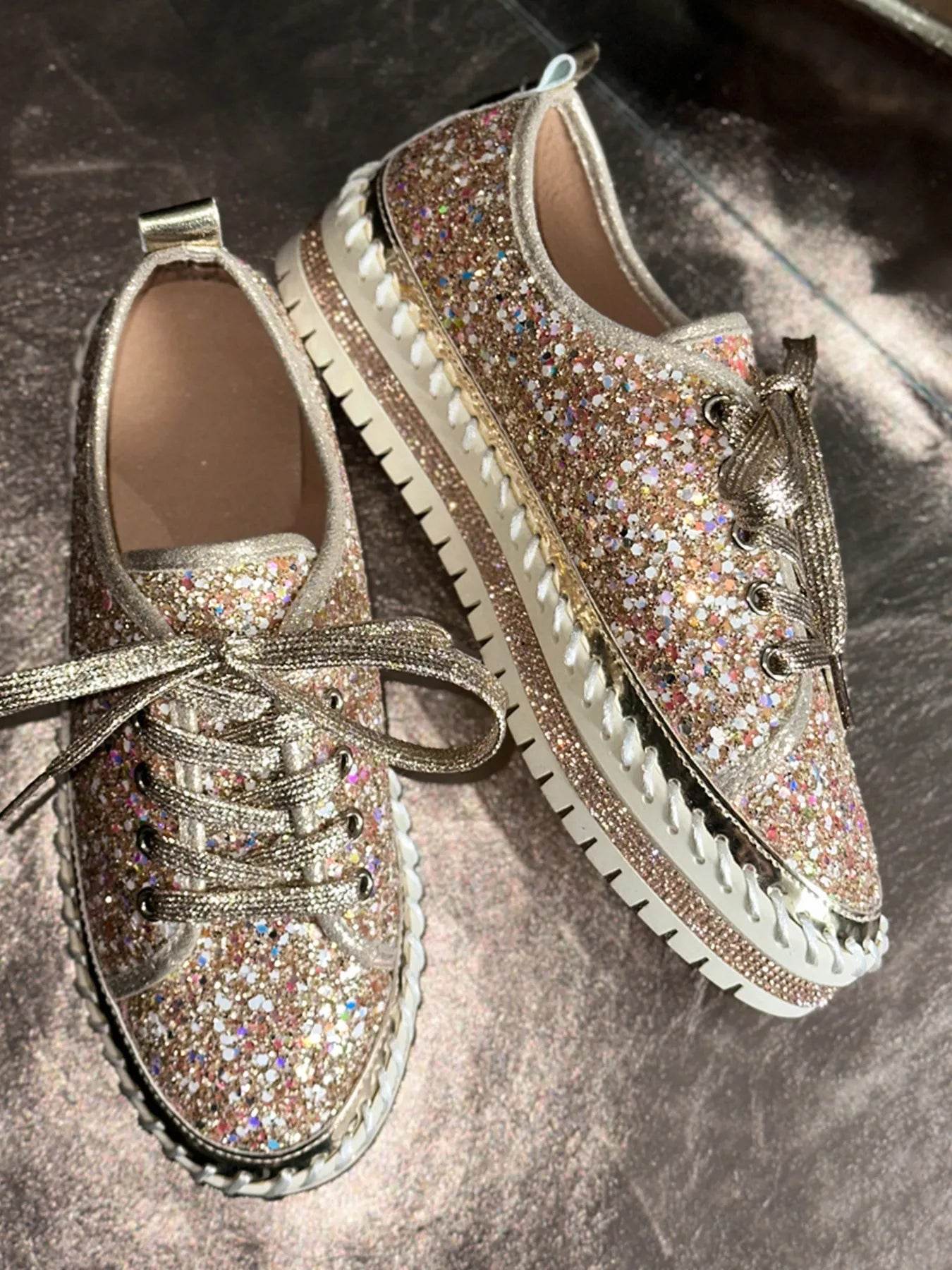 Lace Up Round Toe Platform Sneakers - Tredona LLC