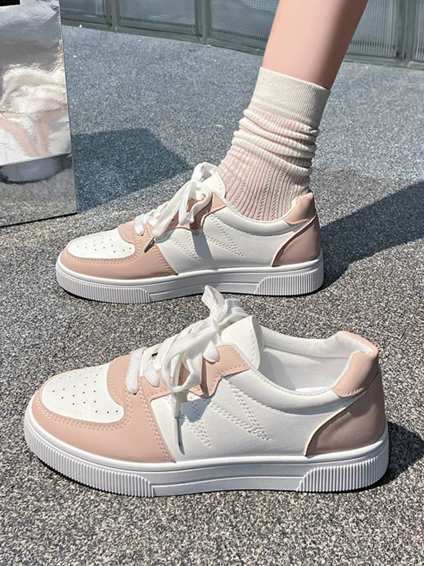 Lace Up Round Toe Sneakers - Tredona LLC