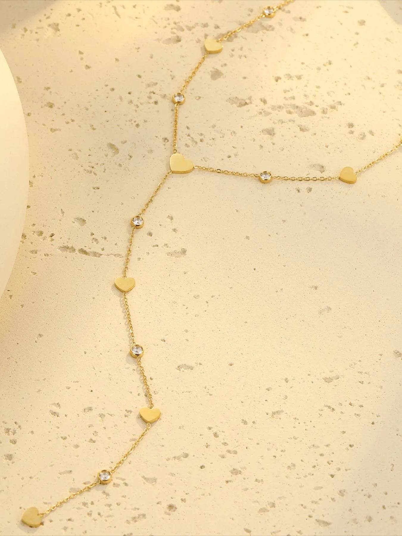 18K Gold-Plated Heart Zircon Necklace - Tredona LLC