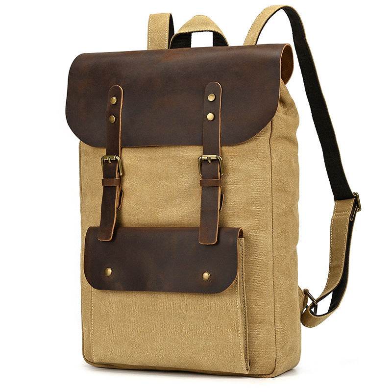New Canvas Leather Large Capacity Backpack - Tredona LLC
